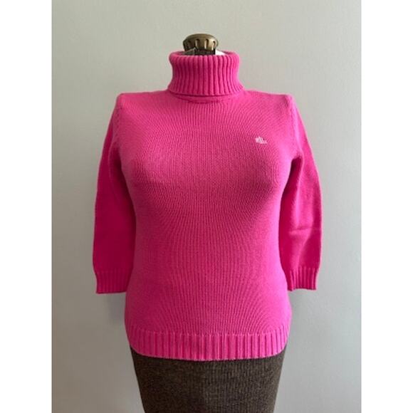 Lauren Ralph Lauren pink chunky turtleneck sweater size petite S - Picture 1 of 5